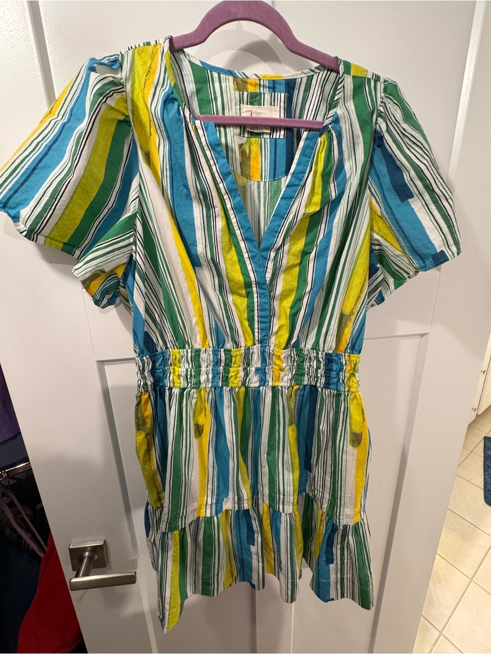 Somerset Anthropologie Mini Dress in Blue, Green & Yellow